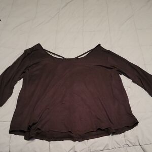 Black 3/4 Sleeve Relaxed Backless Blouse